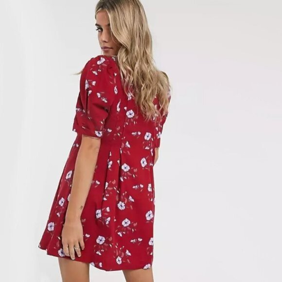 NWT Free People red & purple floral print cotton blend tunic, S - Picture 6 of 10